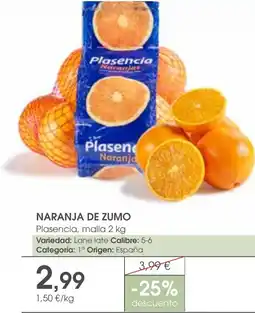 Supermercados Plaza Naranja de zumo oferta