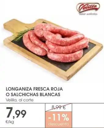 VELILLA Longaniza fresca roja o salchichas blancas
