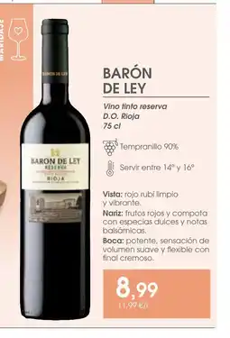 Supermercados Plaza BARÓN DE LEY Vino tinto reserva D.O. Rioja oferta