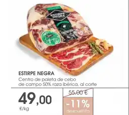 Supermercados Plaza ESTIRPE NEGRA Centro de paleta de cebo de campo 50% raza ibérica, al corte oferta
