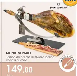 Supermercados Plaza MONTE NEVADO Jamón de bellota 100% raza ibérica, corte a cuchillo oferta