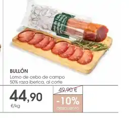 Supermercados Plaza BULLÓN Lomo de cebo de campo 50% raza iberica, al corte oferta