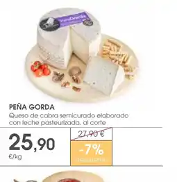 Supermercados Plaza PEÑA GORDA Queso de cabra semicurado elaborado con leche pasteurizada, al corte oferta