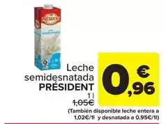 Carrefour President - leche semidesnatada oferta