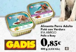 Gadis IFA AMIGO Alimento Perro Adulto Paté con Verdura Pollo o Buey oferta