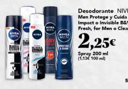 Gadis NIVEA Desodorante Men Protege y Cuida Impact o Invisible B&W Fresh, for Men o Clear oferta