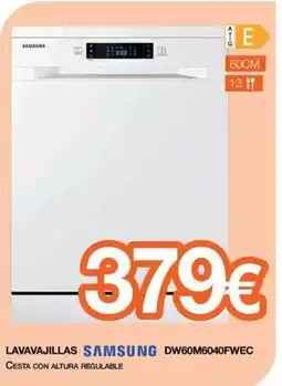 Expert SAMSUNG Lavavajillas dw60m6040fwec cesta con altura regulable oferta