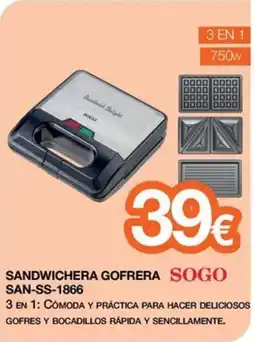 Expert SOGO Sandwichera gofrera san-ss-1866 oferta