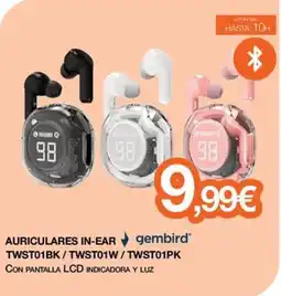 Expert GEMBIRD Auriculares in-ear twst01bk/twst01w/twst01pk oferta