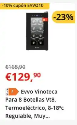 Worten Evvo Vinoteca Para 8 Botellas Vt8, Termoeléctrico, 8-18°c Regulable, Muy... oferta