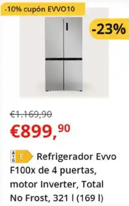 Worten Refrigerador Evvo F100x de 4 puertas, motor Inverter, Total No Frost, oferta