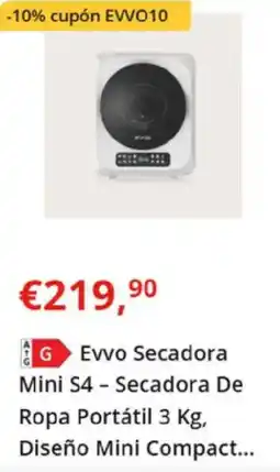Worten Evvo Secadora Mini S4 - Secadora De Ropa Portátil 3 Kg, Diseño Mini Compact... oferta