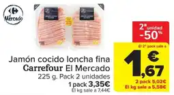 Carrefour Market Jamón cocido loncha fina Carrefour El Mercado oferta