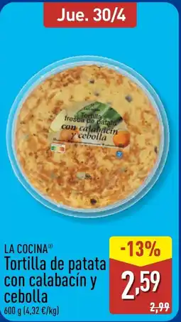 ALDI LA COCINA Tortilla fresca de patata con calabacin y cebolla oferta