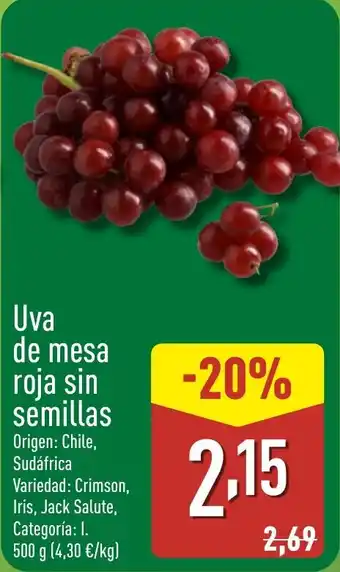 ALDI Uva de mesa roja sin semillas oferta