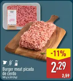 ALDI Burger meat picada de cerdo oferta