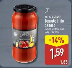 ALDI ALL SEASONS Tomate frito casero oferta