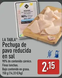 ALDI LA TABLA Pechuga de pavo reducida en sal oferta