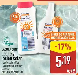 ALDI LACURA SUN Leche y loción solar oferta