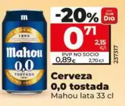 Dia Mahou - cerveza 0,0 tostada oferta