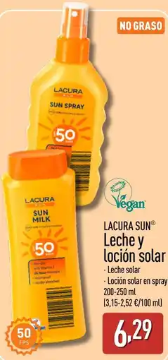 ALDI LACURA SUN Leche y loción solar oferta