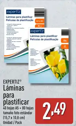 ALDI EXPERTIZ Láminas para plastificar oferta