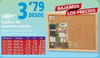 Tablero de anuncios corcho