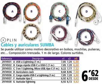 PLIN Cables y auriculares sumba