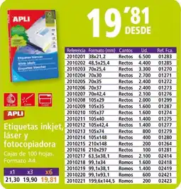 Folder APLI Etiquetas inkjet láser y fotocopiadora oferta