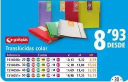 Folder GRAFOPLAS Translúcidas color oferta