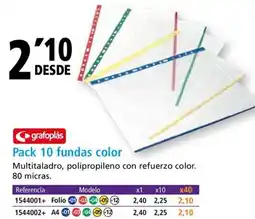 Folder GRAFOPLAS Pack 10 fundas color oferta