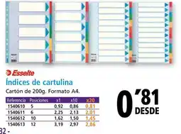 Folder ESSELTE Índices de cartulina oferta