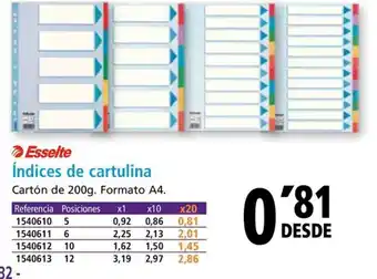Folder ESSELTE Índices de cartulina oferta