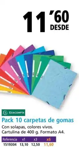 Folder EXACOMPTA Pack 10 carpetas de gomas oferta