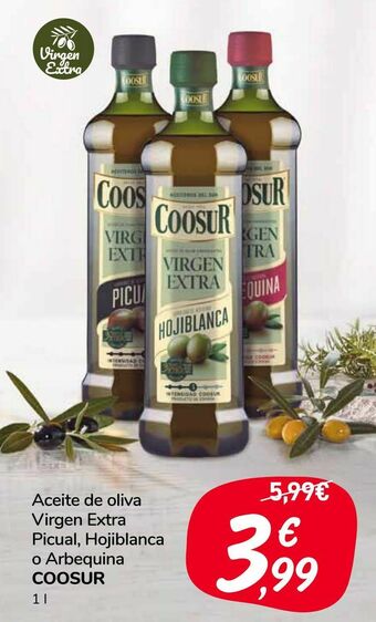 Carrefour Market Aceite de oliva virgen extra picual, hojiblanca o arbequina coosur oferta
