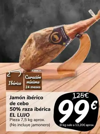 Carrefour Market Jamón ibérico de cebo 50% raza ibérica el lujo oferta