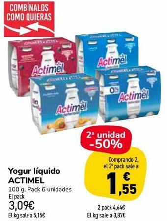 Carrefour Market Yogur líquido actimel oferta