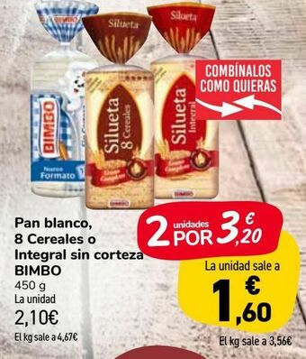 Carrefour Market Pan blanco, 8 cereales o integral sin corteza bimbo oferta