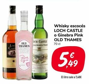 Carrefour Market Whisky escocés loch castle o ginebra pink old thames oferta