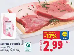 Lidl Secreto de cerdo oferta