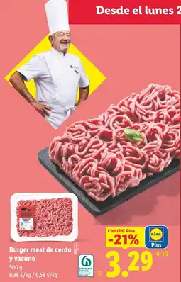 Lidl Burger meat de cerdo y vacuno oferta