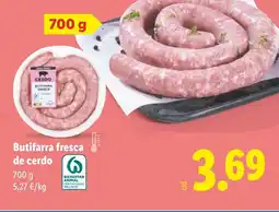 Lidl Butifarra fresca de cerdo oferta