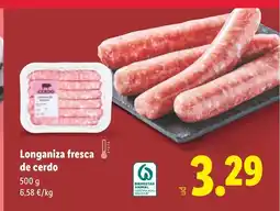Lidl Longaniza fresca de cerdo oferta