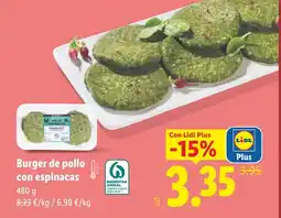 Lidl Burger de pollo con espinacas oferta