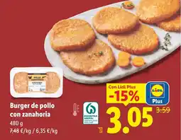 Lidl Burger de pollo con zanahoria oferta