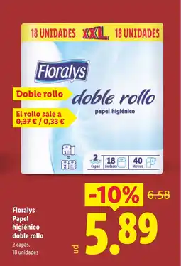 Lidl FLORALYS papel higiénico doble rollo oferta