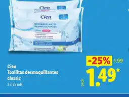 Lidl CIEN Toallitas desmaquillantes classic oferta