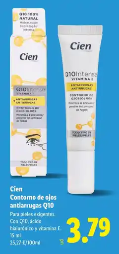 Lidl CIEN Contorno de ojos antiarrugas Q10 oferta