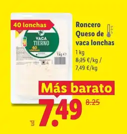 Lidl RONCERO Queso de vaca lonchas oferta
