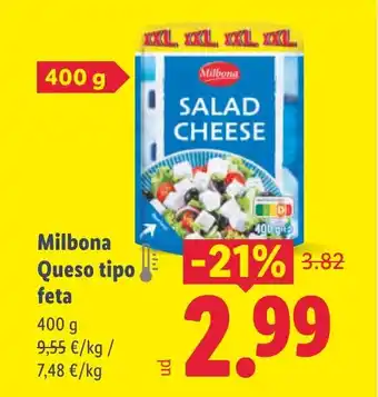 Lidl MILBONA Queso tipo feta oferta